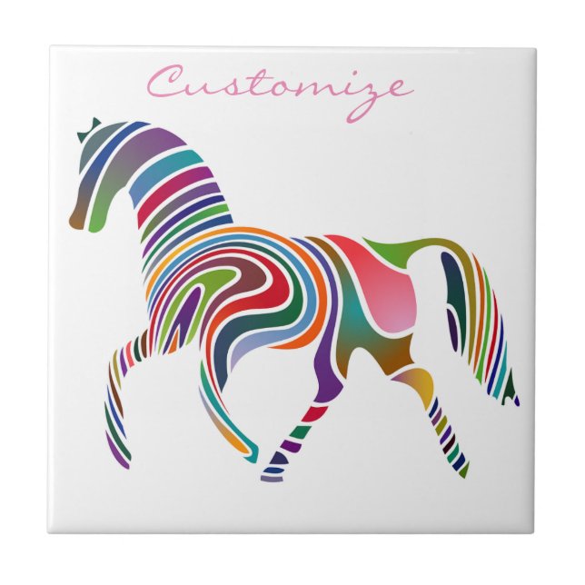 Beautiful Rainbow Colour Horse Thunder_Cove Ceramic Tile (Front)