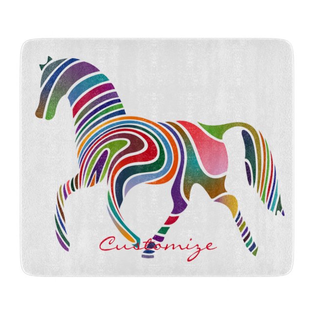 Beautiful Rainbow Colour Horse Thunder_Cove Cutting Board (Front)