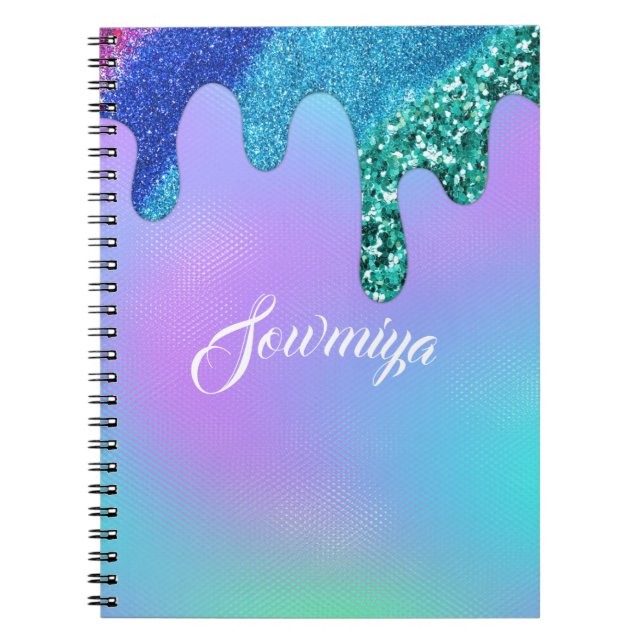 Beautiful rainbow colour personalised  notebook (Front)