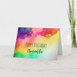  Beautiful Rainbow Colours Abstract Design Birthda Card