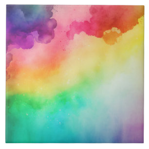Beautiful Rainbow Colours Abstract Design Ceramic Tile