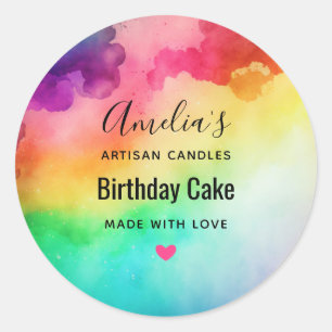 Beautiful Rainbow Colours Abstract Design Classic Round Sticker