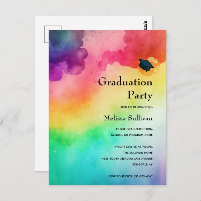 Beautiful Rainbow Colours Abstract Design Postcard (Front/Back)