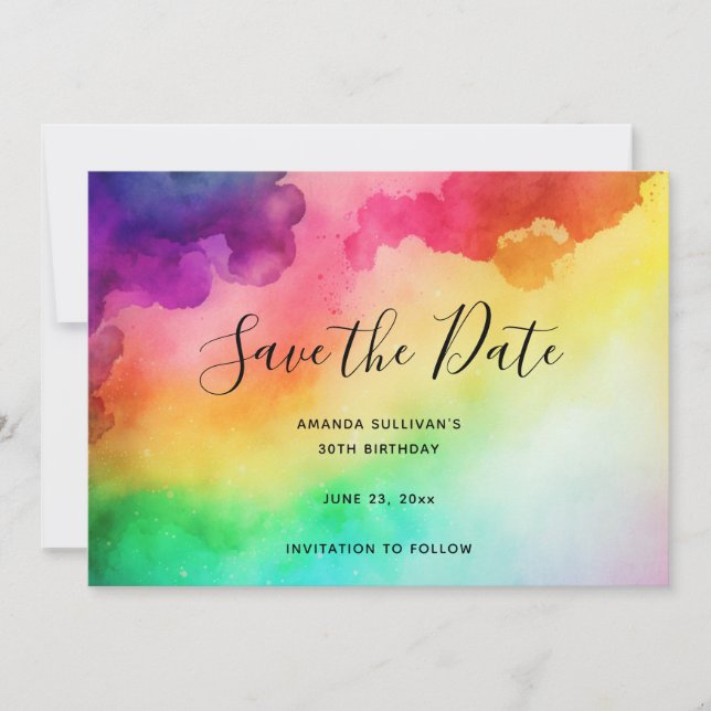 Beautiful Rainbow Colours Abstract Design Save The Date (Front)