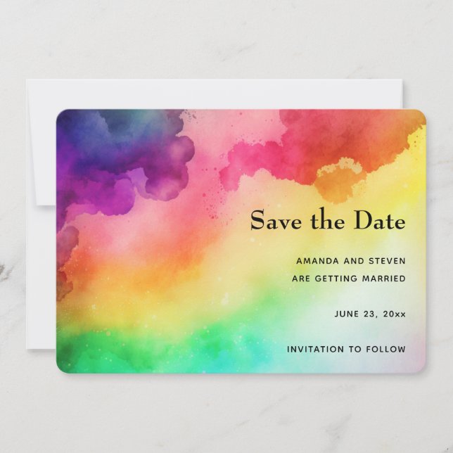 Beautiful Rainbow Colours Abstract Design Save The Date (Front)