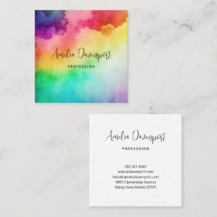 Beautiful Rainbow Colours Abstract Design Square Business Card