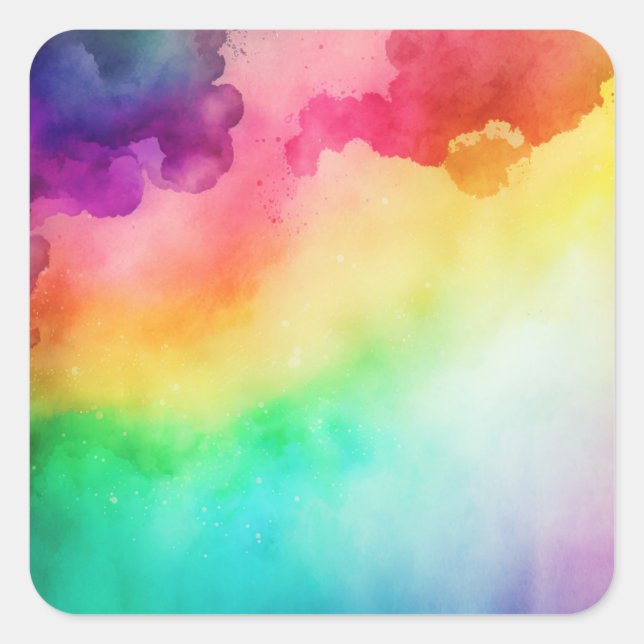 Beautiful Rainbow Colours Abstract Design Square Sticker (Front)