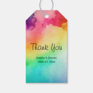 Beautiful Rainbow Colours Abstract Design Wedding Gift Tags