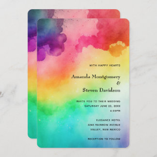 Beautiful Rainbow Colours Abstract Design Wedding Invitation