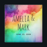 Beautiful Rainbow Colours Abstract Design Wedding Magnet<br><div class="desc">A magnet with a watercolor background featuring colours of the rainbow.</div>