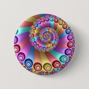 Beautiful Rainbow Colours Abstract Fractal Art 6 Cm Round Badge