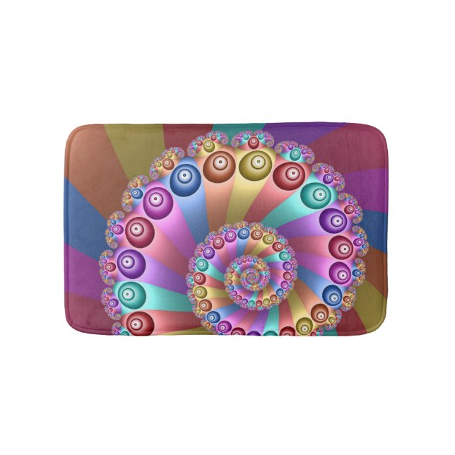 Beautiful Rainbow Colours Abstract Fractal Art Bath Mat (Front)