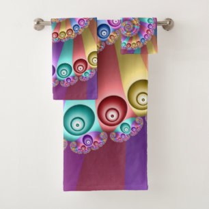 Beautiful Rainbow Colours Abstract Fractal Art Bath Towel Set