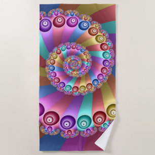 Beautiful Rainbow Colours Abstract Fractal Art Beach Towel