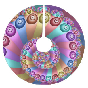 Beautiful Rainbow Colours Abstract Fractal Art Brushed Polyester Tree Skirt