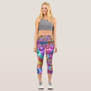 Beautiful Rainbow Colours Abstract Fractal Art Capri Leggings