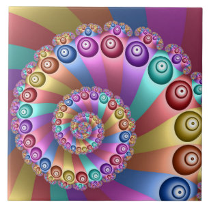 Beautiful Rainbow Colours Abstract Fractal Art Ceramic Tile