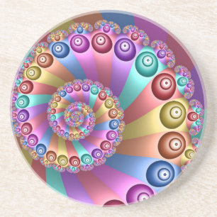 Beautiful Rainbow Colours Abstract Fractal Art Coaster