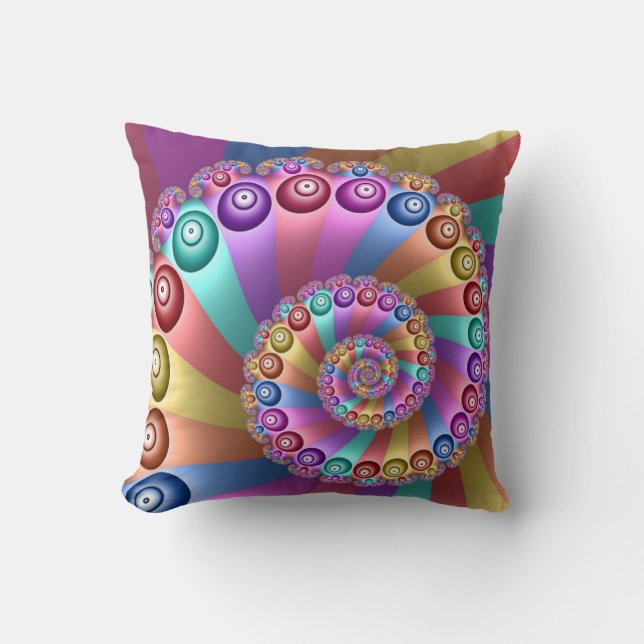 Beautiful Rainbow Colours Abstract Fractal Art Cushion (Front)