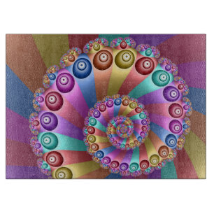 Beautiful Rainbow Colours Abstract Fractal Art Cutting Board