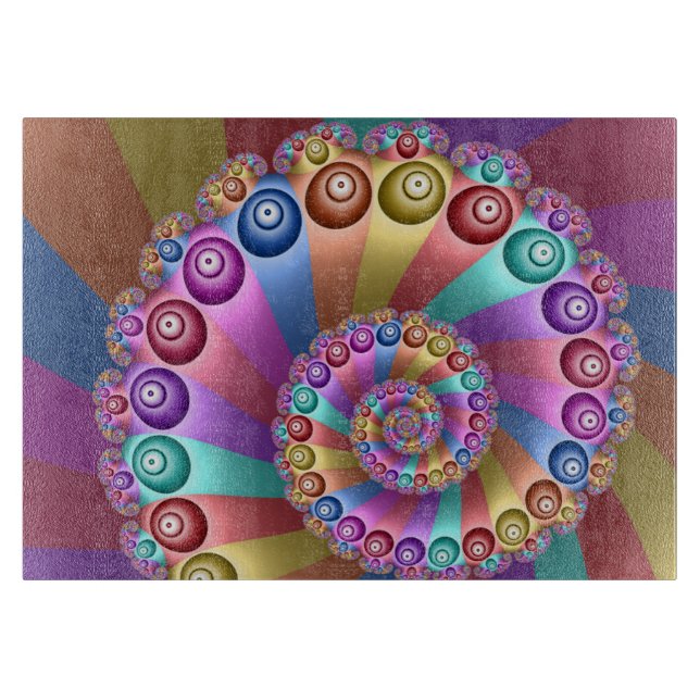 Beautiful Rainbow Colours Abstract Fractal Art Cutting Board (Front)