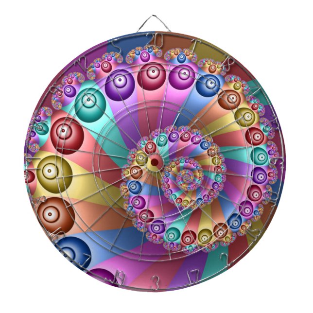 Beautiful Rainbow Colours Abstract Fractal Art Dartboard (Front)