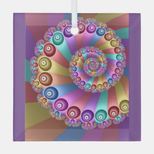 Beautiful Rainbow Colours Abstract Fractal Art Glass Tree Decoration