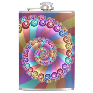 Beautiful Rainbow Colours Abstract Fractal Art Hip Flask