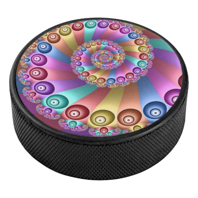 Beautiful Rainbow Colours Abstract Fractal Art Hockey Puck (3/4)