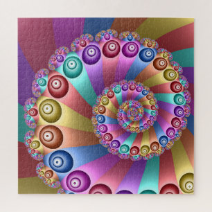 Beautiful Rainbow Colours Abstract Fractal Art Jigsaw Puzzle