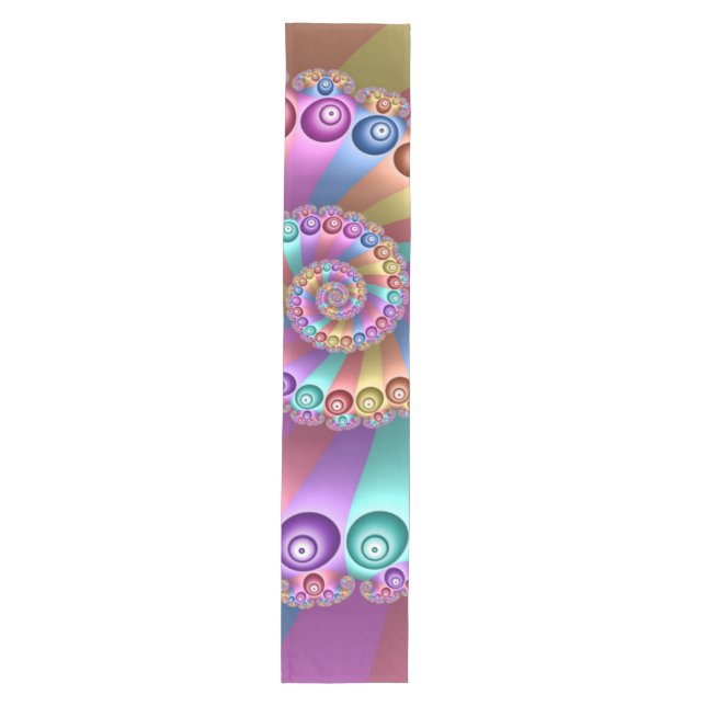 Beautiful Rainbow Colours Abstract Fractal Art Medium Table Runner (Front)