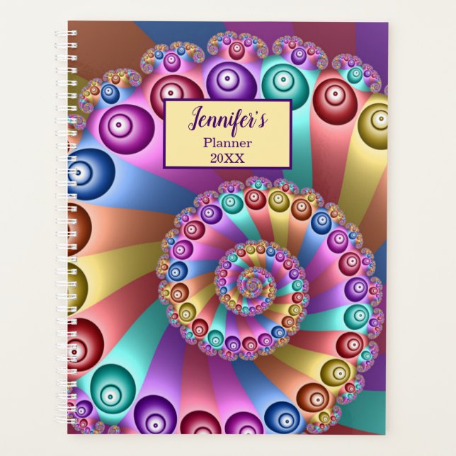 Beautiful Rainbow Colours Abstract Fractal Art Nam Planner (Front)