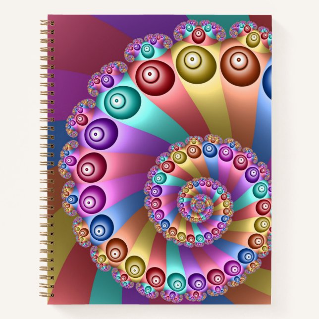 Beautiful Rainbow Colours Abstract Fractal Art Notebook (Front)