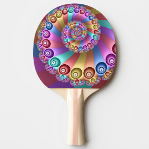 Beautiful Rainbow Colours Abstract Fractal Art Ping Pong Paddle