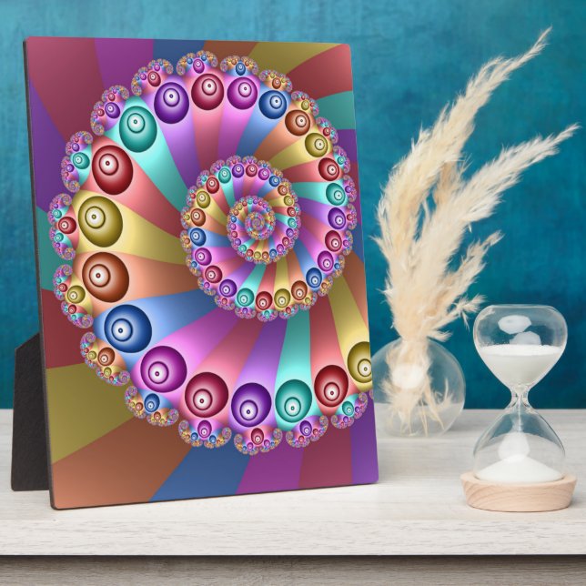 Beautiful Rainbow Colours Abstract Fractal Art Plaque (Side)