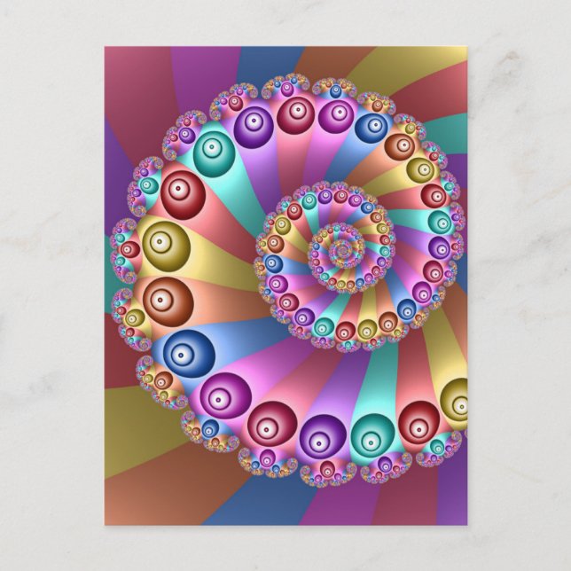 Beautiful Rainbow Colours Abstract Fractal Art Postcard (Front)