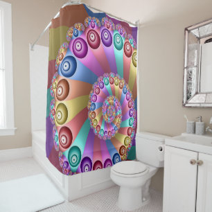 Beautiful Rainbow Colours Abstract Fractal Art Shower Curtain