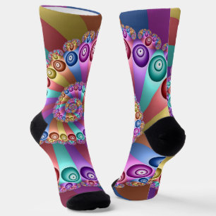 Beautiful Rainbow Colours Abstract Fractal Art Socks