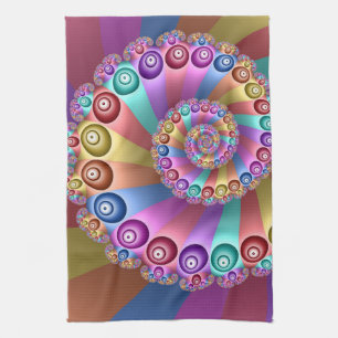 Beautiful Rainbow Colours Abstract Fractal Art Tea Towel