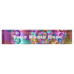 Beautiful Rainbow Colours Abstract Fractal Art Tex Nameplate