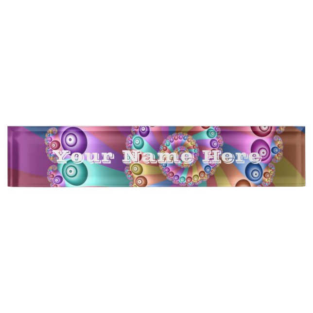 Beautiful Rainbow Colours Abstract Fractal Art Tex Nameplate (Front)