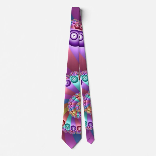 Beautiful Rainbow Colours Abstract Fractal Art Tie (Front)