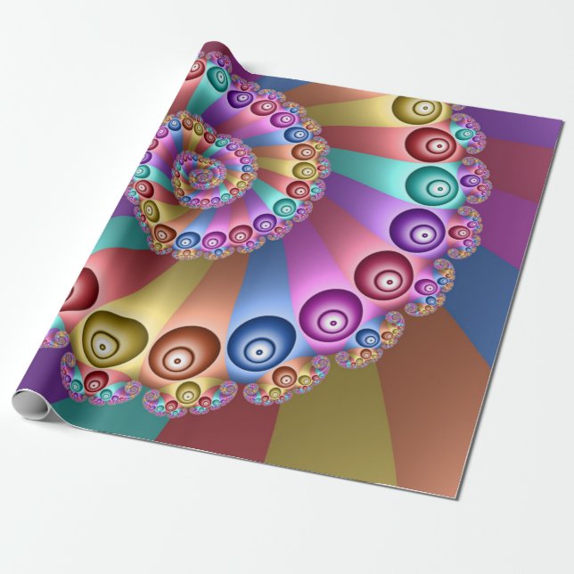 Beautiful Rainbow Colours Abstract Fractal Art Wrapping Paper (Unrolled)
