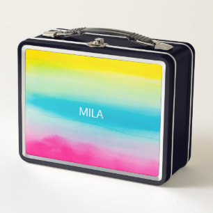 Beautiful rainbow colours metal lunch box