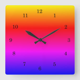 Beautiful Rainbow Colours Square Wall Clock