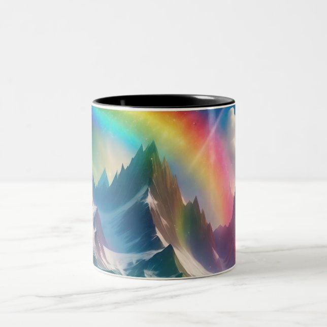 Beautiful Rainbow Fantasy Realm Two-Tone Coffee Mug (Center)