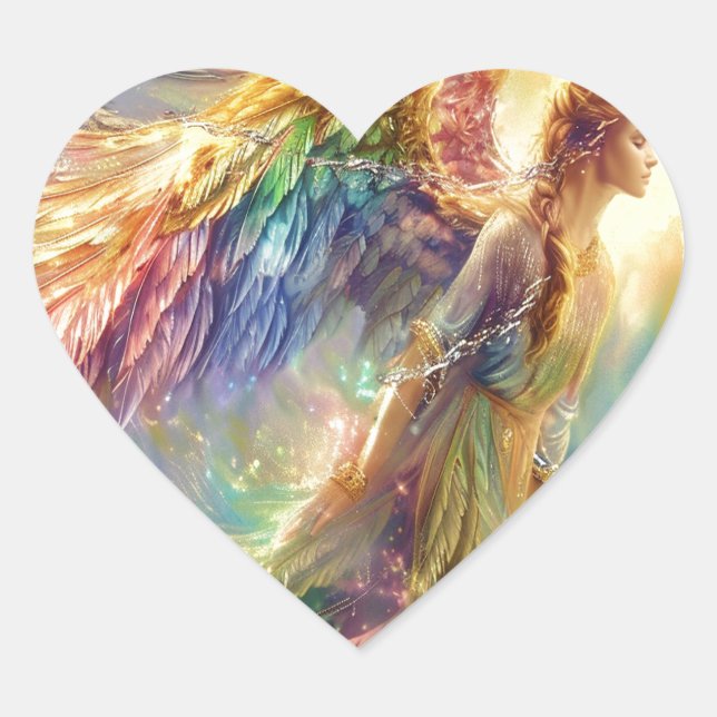 Beautiful Rainbow Guardian Angel Sticker (Front)