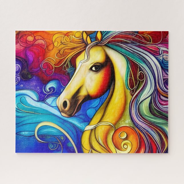 Beautiful Rainbow Horse Portrait Jigsaw Puzzle (Horizontal)