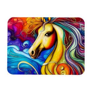 Beautiful Rainbow Horse Portrait Magnet