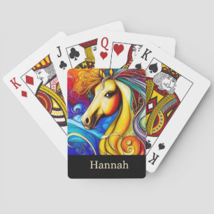 Beautiful Rainbow Horse Portrait   Playing Cards